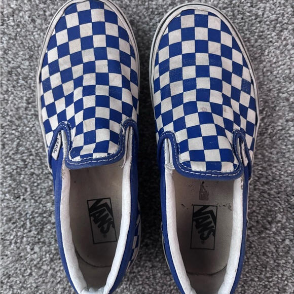 Vans Kids Blue and White Checkered Slip-On Sneakers - Picture 1 of 5